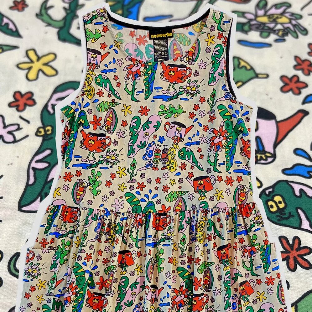 NWT Nooworks Bug Out Print Big Pocket Mini Dress Size L